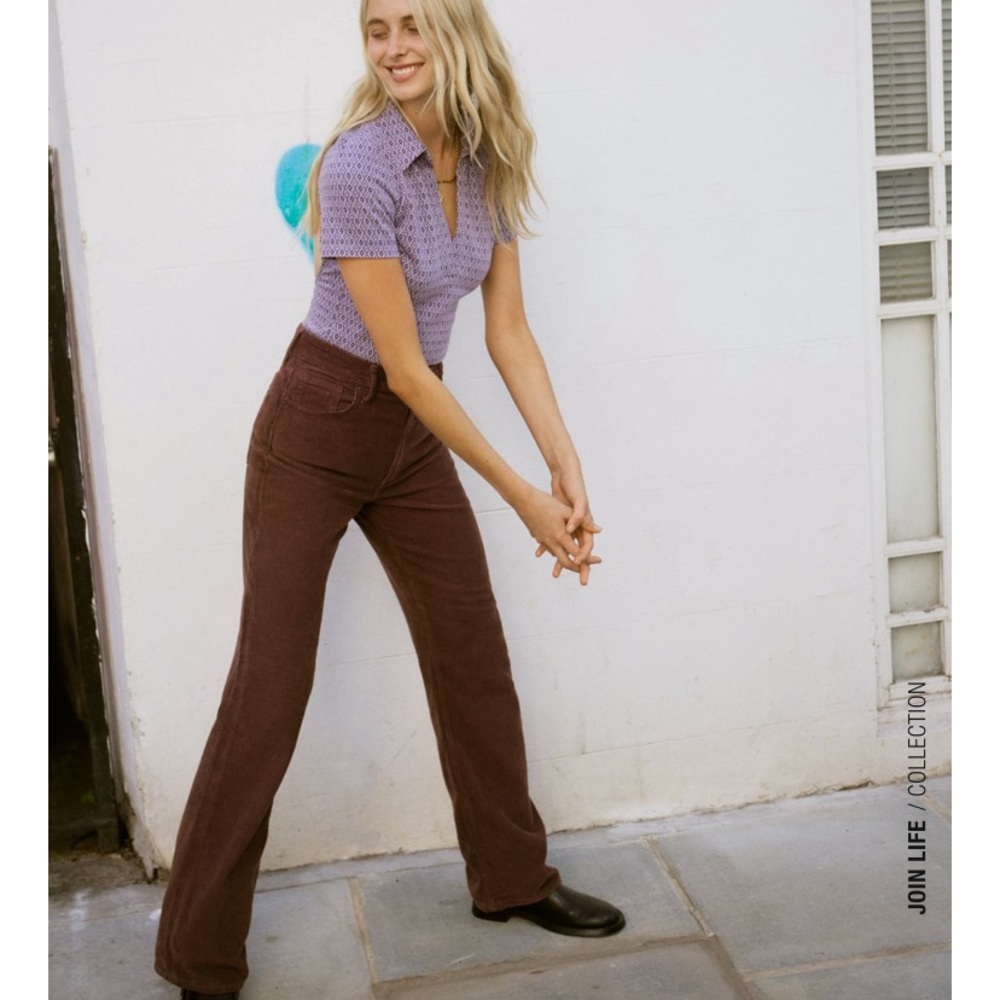 ZARA BROWN HIGH RISE - FULL LENGTH - WIDE LEG BROWN CORDUROY PANTS!